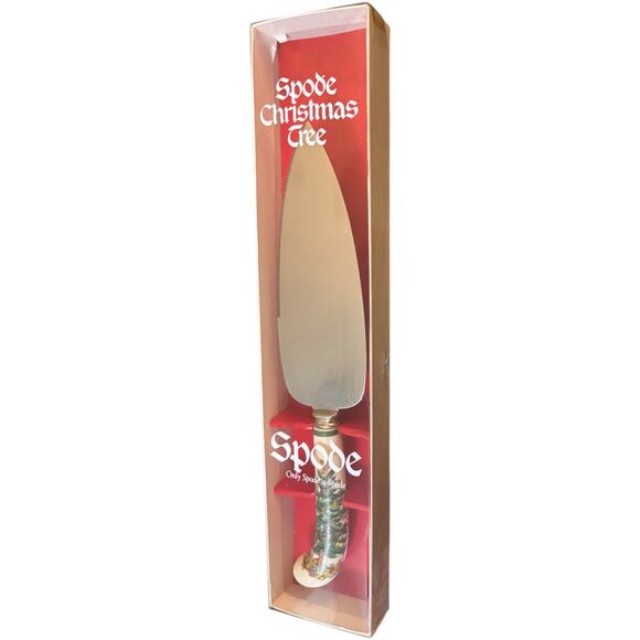 Spode Christmas Tree Cheese Knife Server Spreader Stainless Blade New in Box 7in - Picture 3 of 4
